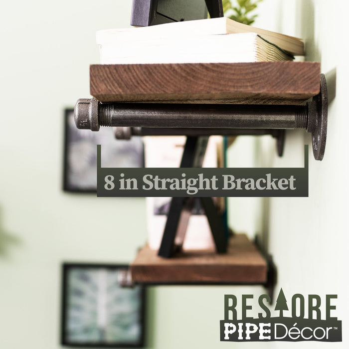 Restore Autumn Brown 36 in. Shelves with Straight Brackets - Pipe Decor
