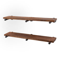Restore Autumn Brown 36 in. Shelves with Straight Brackets - Pipe Decor