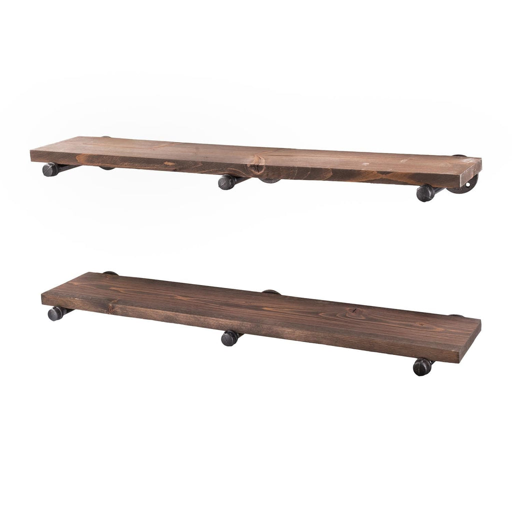 Pipe Decor 36 Wall Mounted Clothing Rack with Wood Shelf and Industrial Steel Pipe - Sunset Cedar