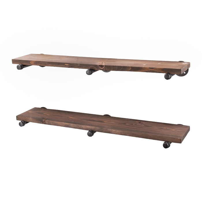 Restore Sunset Brown 36 in. Shelves with Straight Brackets - Pipe Decor