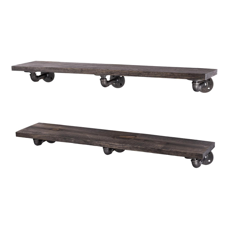 Restore Boulder Black 36 in. Shelves with L-Shaped Brackets - Pipe Decor