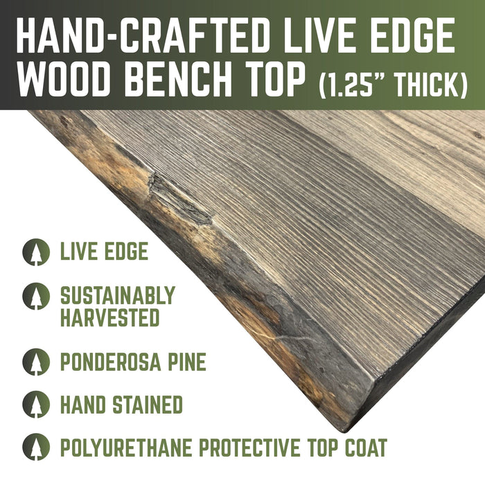 RESTORE Boulder Black Solid Live Edge Wood Accent Bench