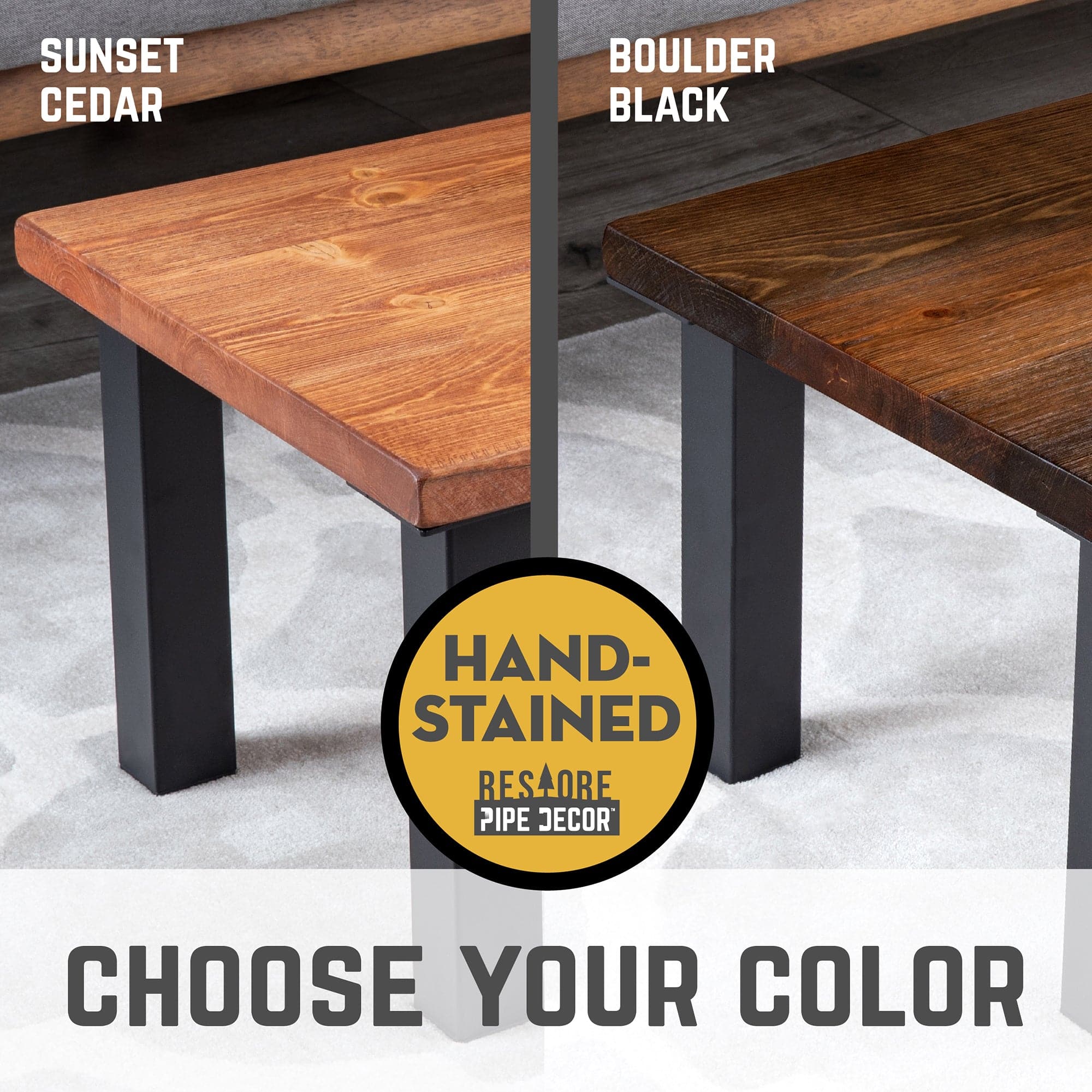 Skyline Boulder Black Solid Wood Coffee Table with 12 in. High-Rise Le ...