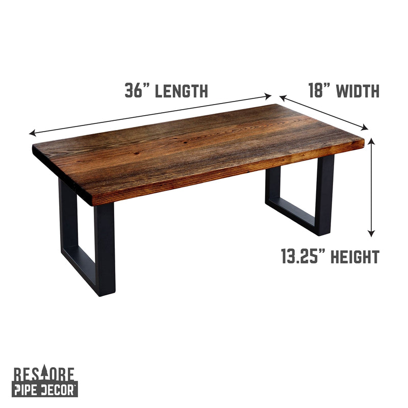 Skyline Boulder Black Solid Wood Coffee Table with 12 in. Landscape Legs