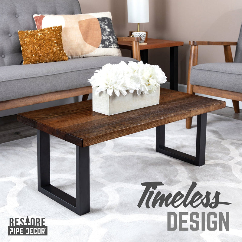 Skyline Boulder Black Solid Wood Coffee Table with 18 in. Landscape Legs