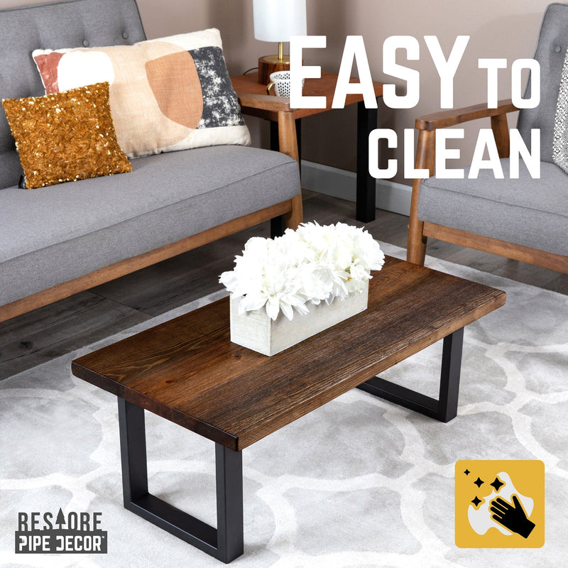 Skyline Boulder Black Solid Wood Coffee Table with 18 in. Landscape Legs