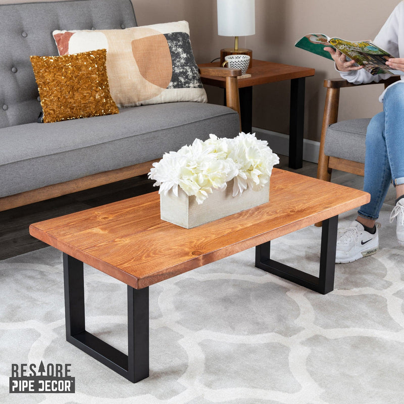 Table basse Skyline Sunset en bois massif de cèdre avec pieds paysagers de 45,7 cm