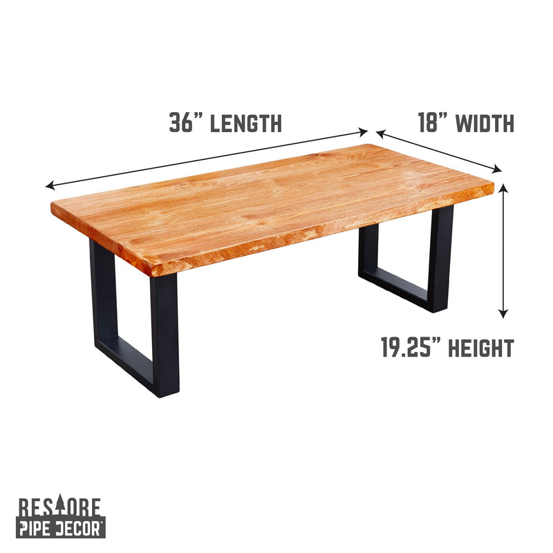 Table basse Skyline Sunset en bois massif de cèdre avec pieds paysagers de 45,7 cm