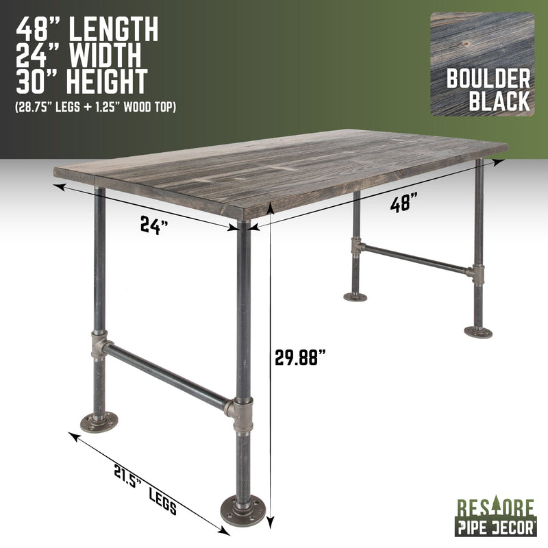 RESTORE Escritorio de oficina Boulder de madera maciza negra