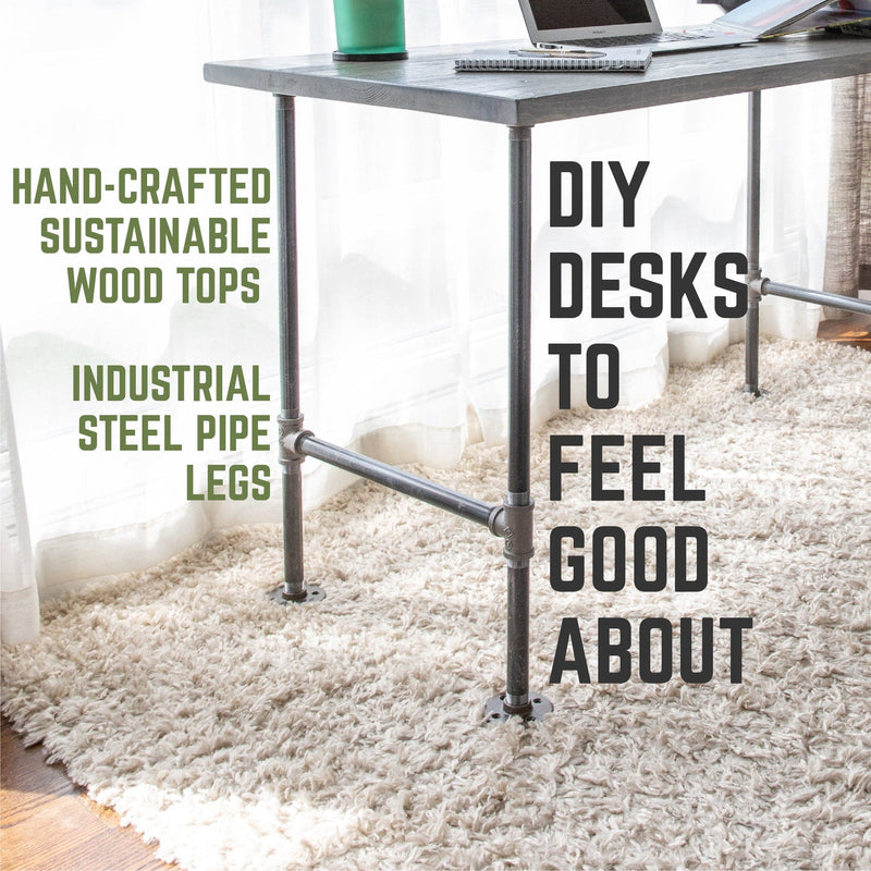 RESTAURAR Escritorio de oficina de madera maciza gris Riverstone