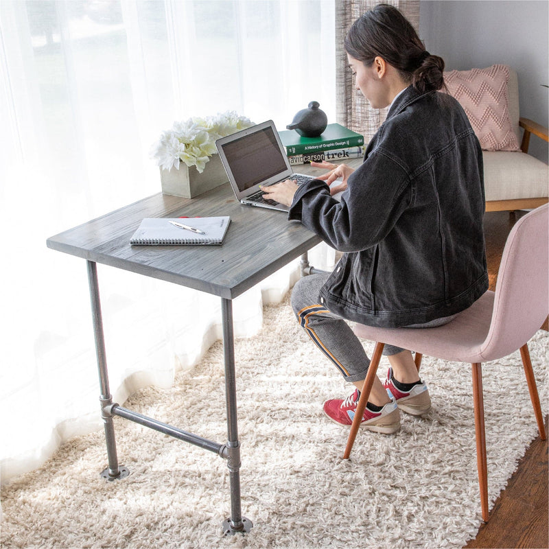 RESTAURAR Escritorio de oficina de madera maciza gris Riverstone