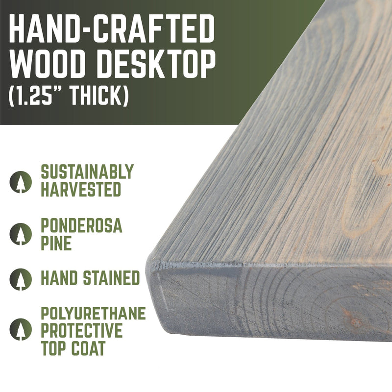 RESTAURAR Escritorio de oficina de madera maciza gris Riverstone