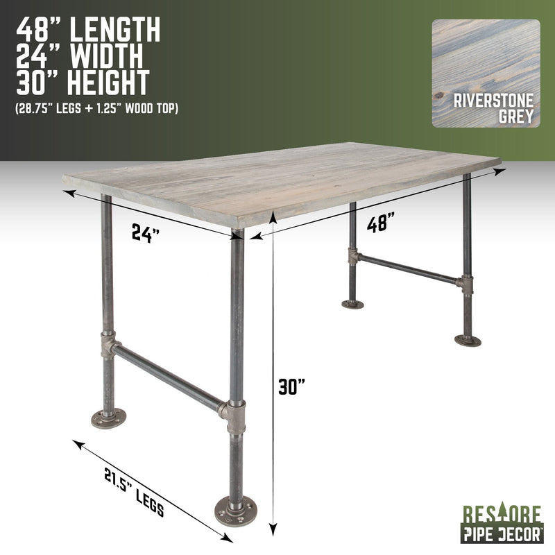 RESTAURAR Escritorio de oficina de madera maciza gris Riverstone