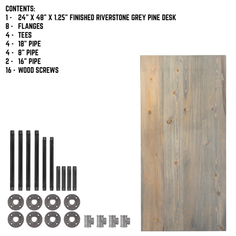 RESTAURAR Escritorio de oficina de madera maciza gris Riverstone