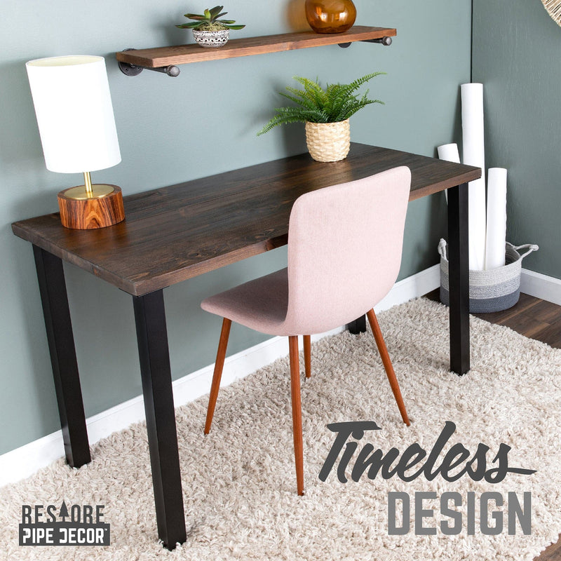 Bureau Skyline Boulder en bois massif noir avec pieds hauts de 71 cm