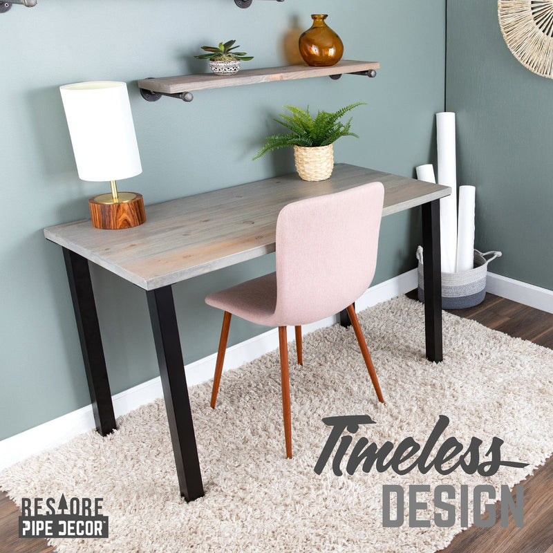 Bureau Skyline Riverstone gris en bois massif avec pieds hauts de 71 cm