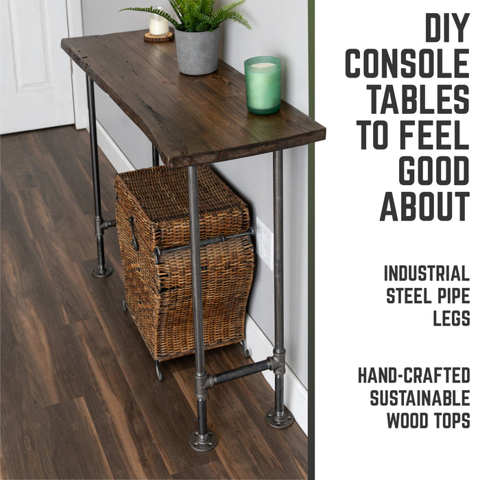 RESTORE Trail Brown Solid Live Edge Wood Console Table
