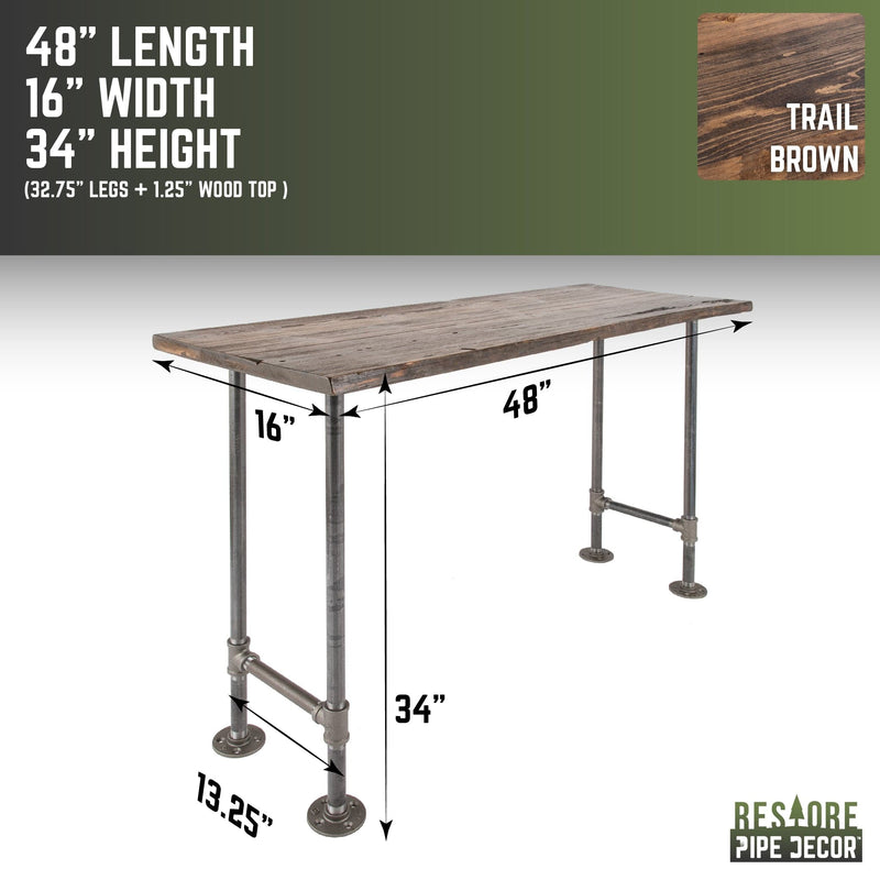 RESTORE Trail Brown Solid Live Edge Wood Console Table