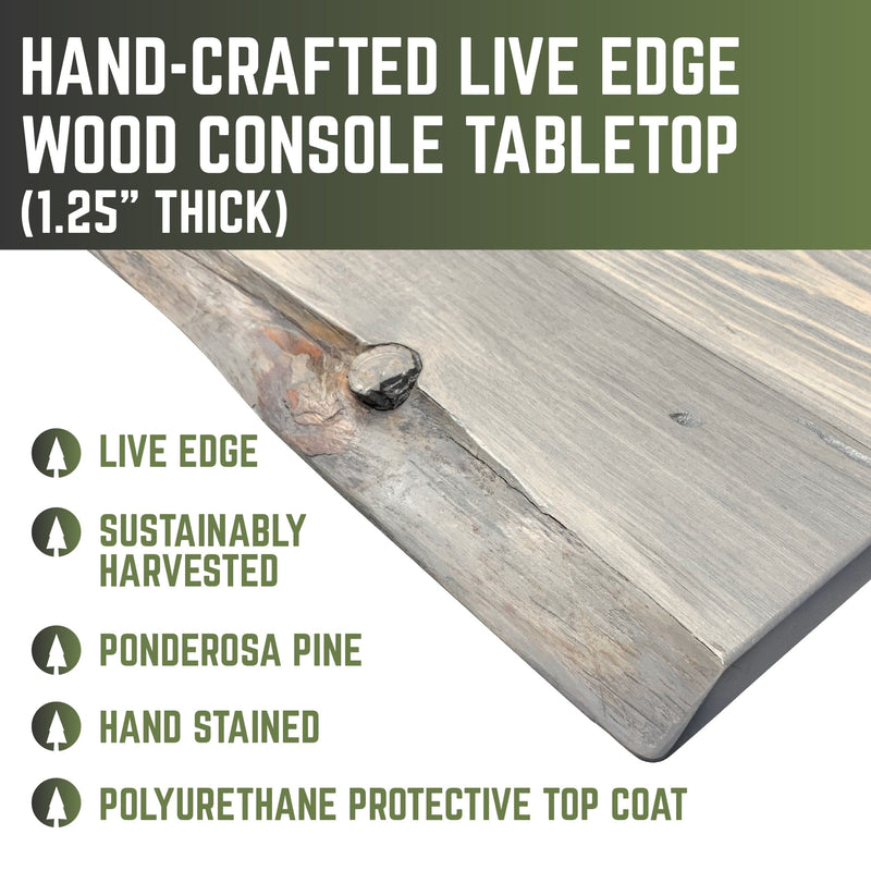 RESTORE Riverstone Grey Solid Live Edge Wood Console Table