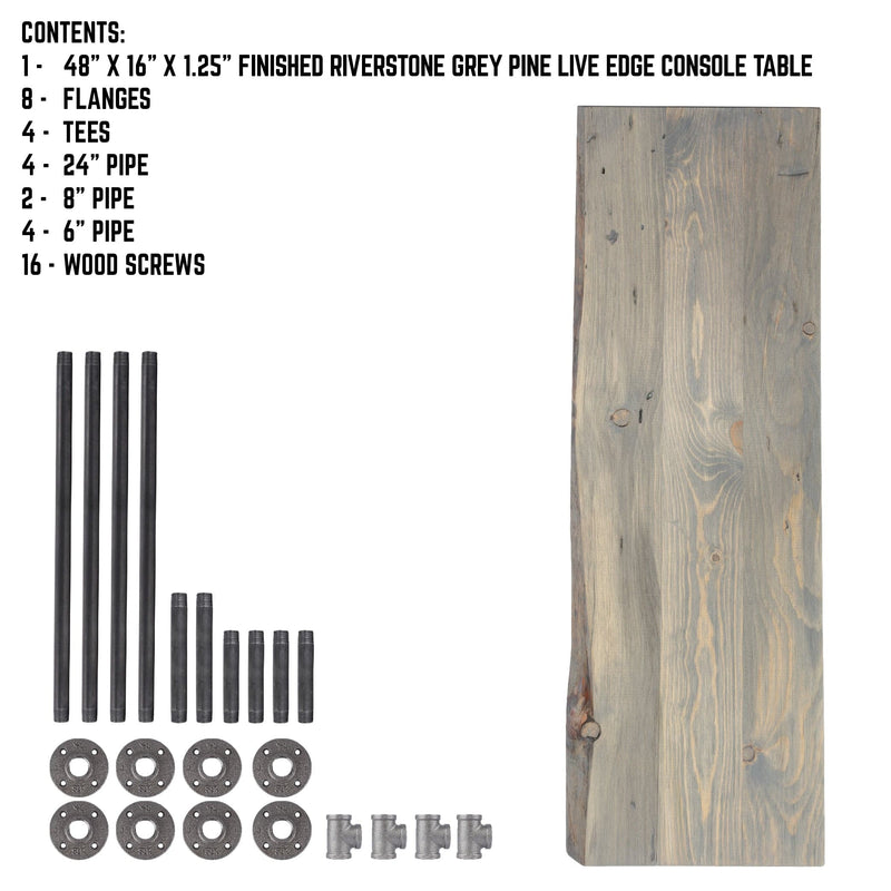 RESTORE Riverstone Grey Solid Live Edge Wood Console Table