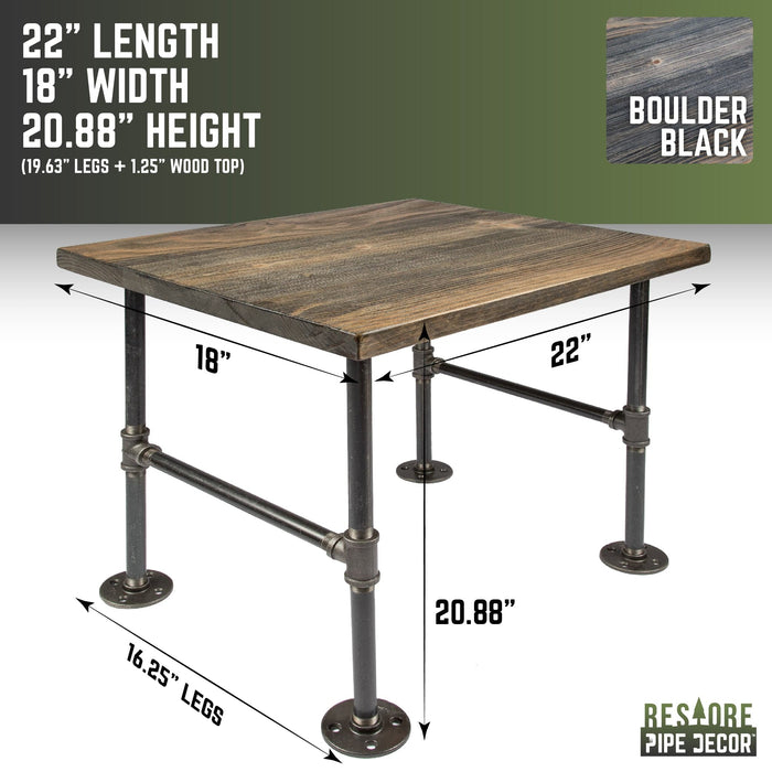 RESTORE Boulder Black Solid Wood End Table