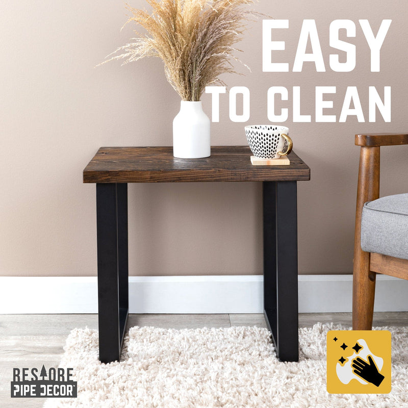 Skyline Boulder Black Solid End Table with 18 in. Landscape Legs