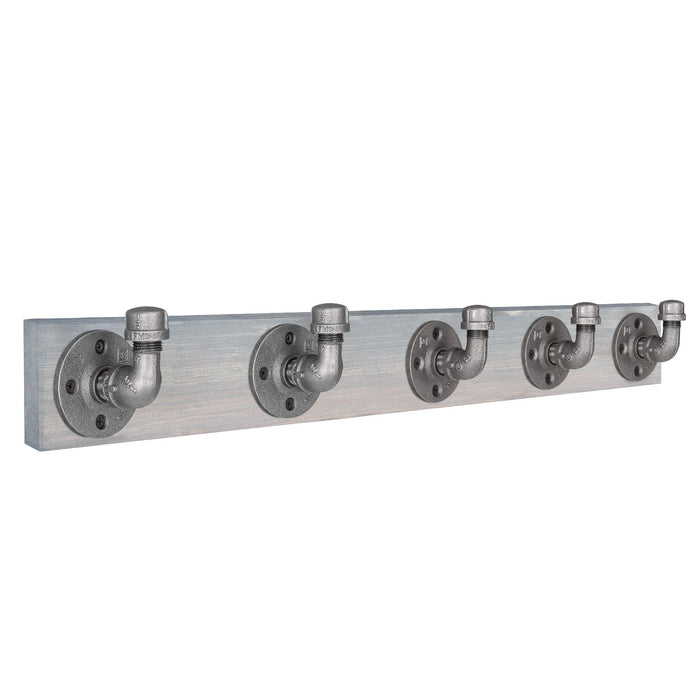 36 in. Riverstone Grey Wall-Mounted Rack with 5 Hooks — PIPE DECOR