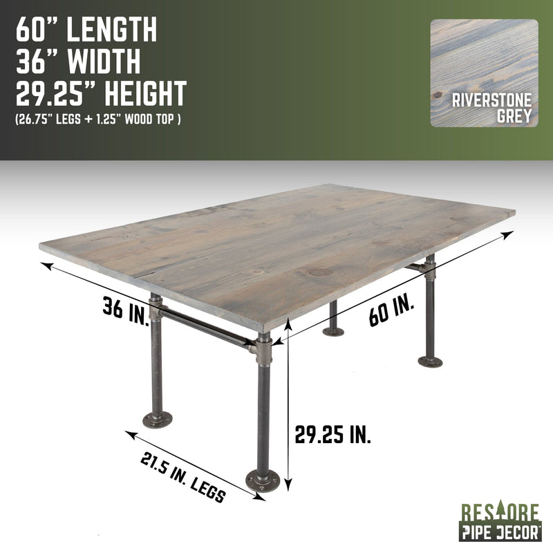 Table à manger en bois massif gris Riverstone RESTORE