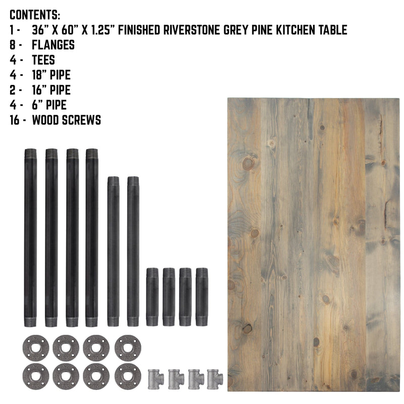 Table à manger en bois massif gris Riverstone RESTORE