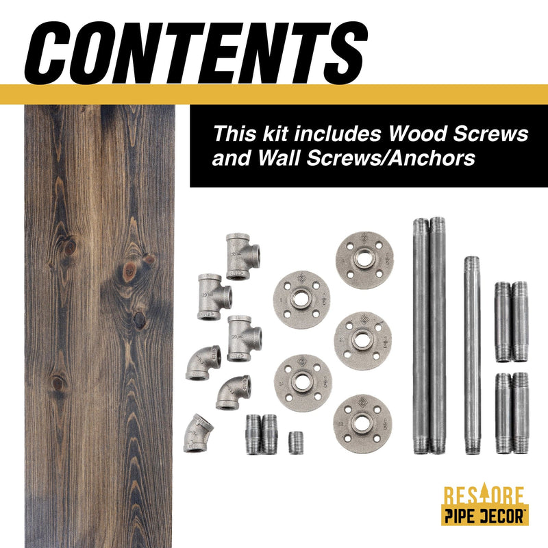 Perchero de pared de 24 pulgadas con estante de madera, color negro Boulder