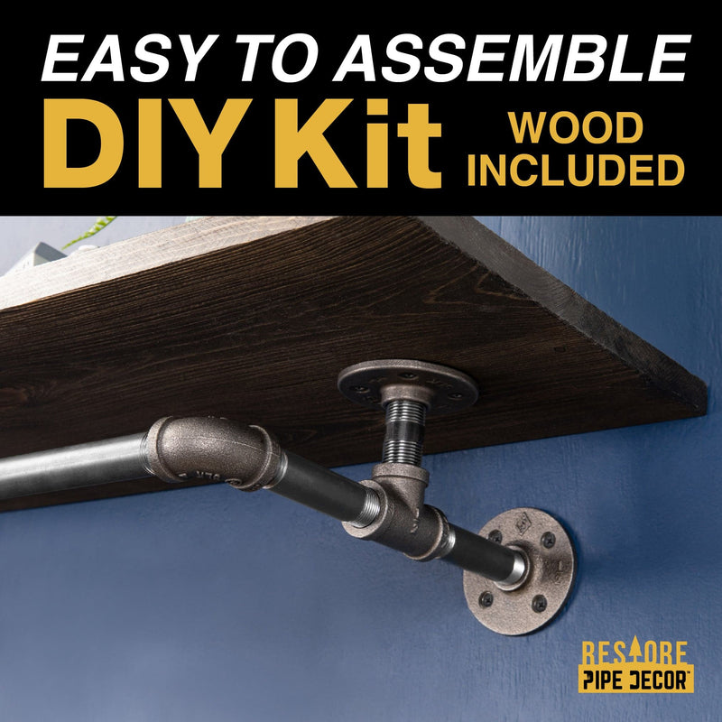 Perchero de pared de 24 pulgadas con estante de madera, color negro Boulder