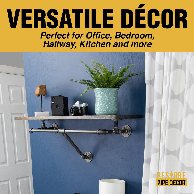 Perchero de pared de 24 pulgadas con estante de madera, color negro Boulder