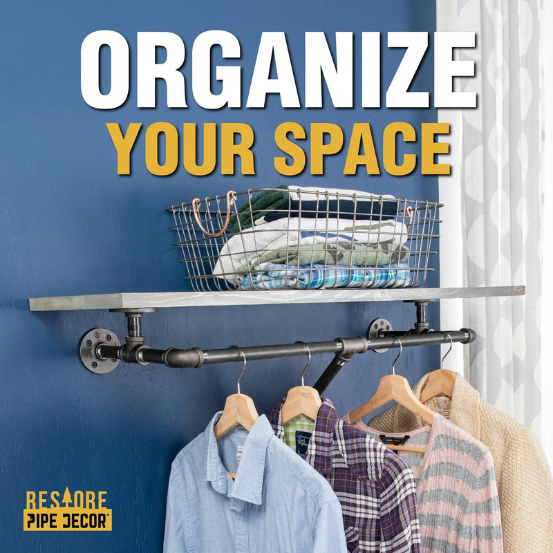 Perchero de pared de 24 pulgadas con estante de madera, gris Riverstone