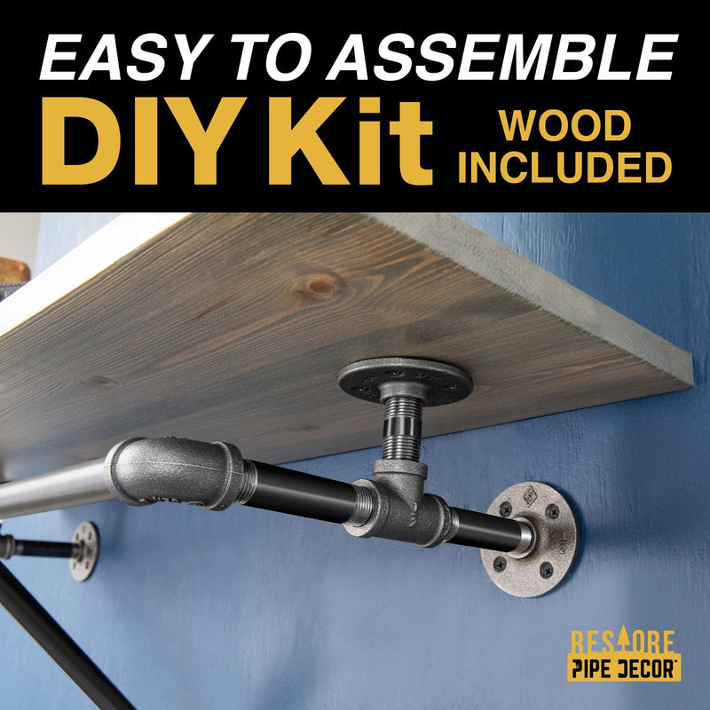 Perchero de pared de 24 pulgadas con estante de madera, gris Riverstone