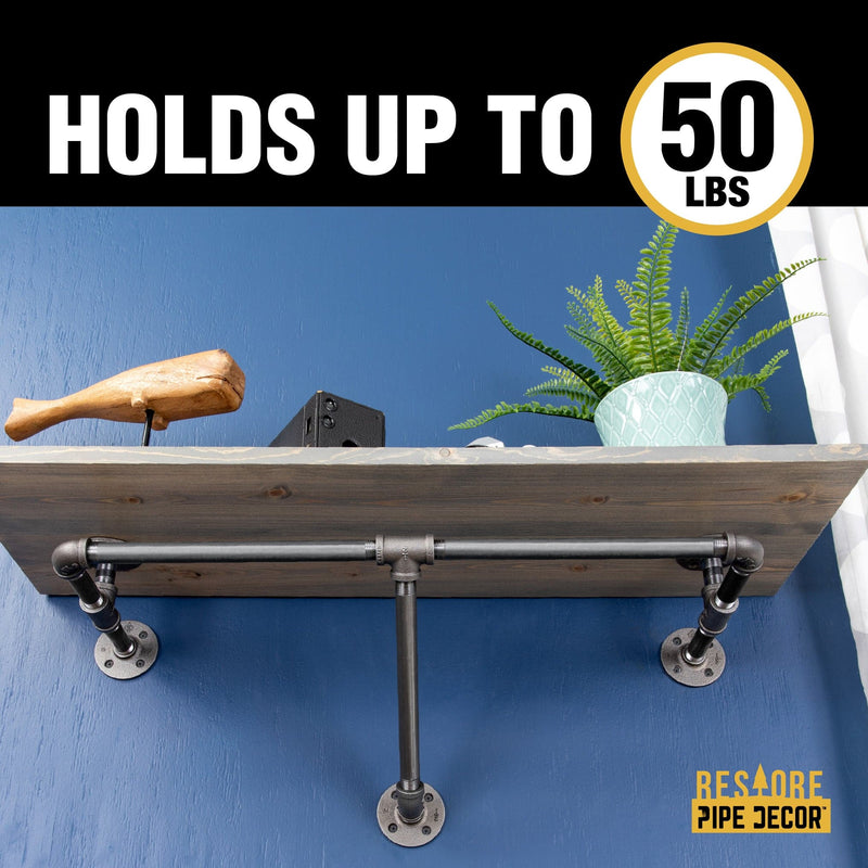 Perchero de pared de 24 pulgadas con estante de madera, gris Riverstone