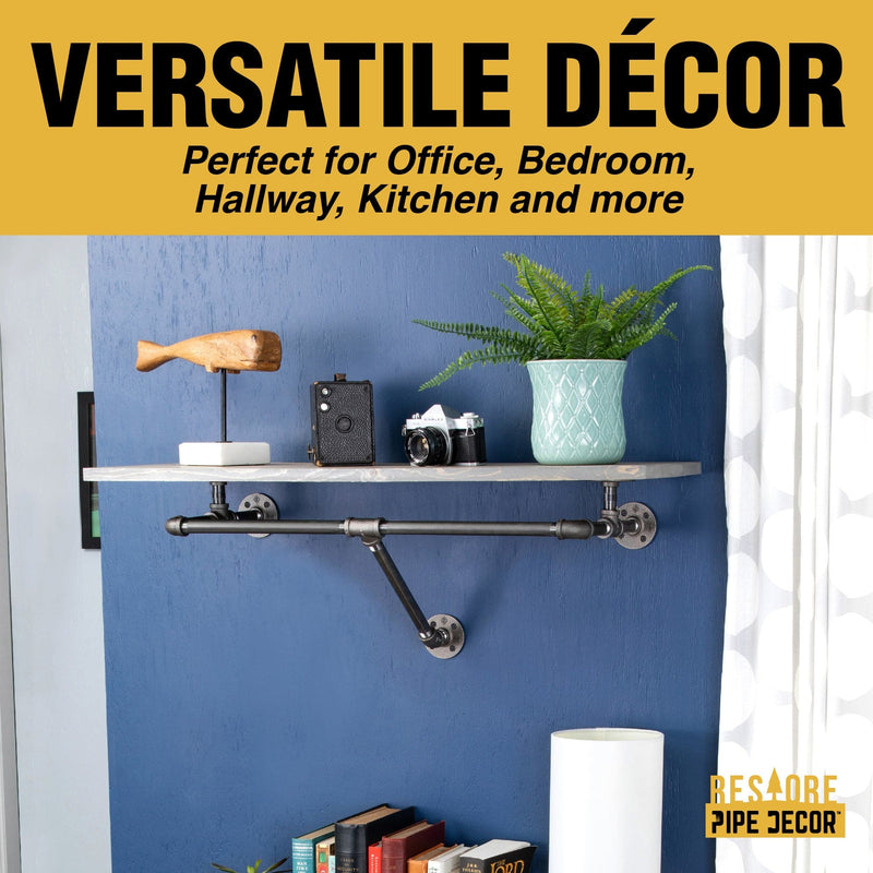 Perchero de pared de 24 pulgadas con estante de madera, gris Riverstone