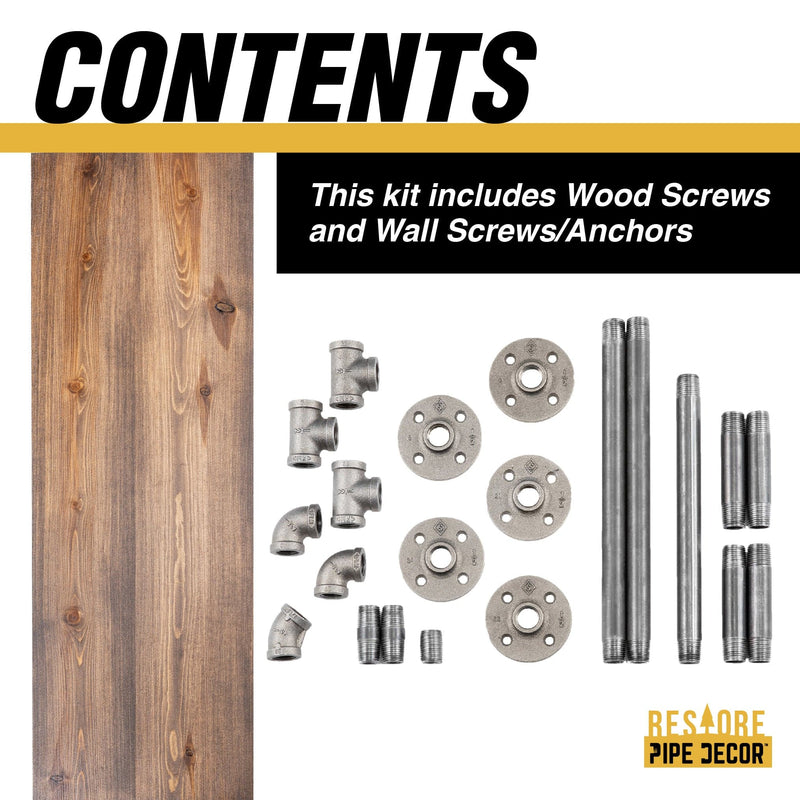 Perchero de pared de 24 pulgadas con estante de madera, color marrón