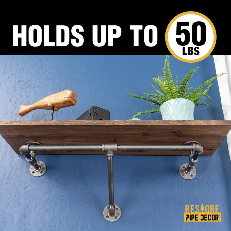 Perchero de pared de 24 pulgadas con estante de madera, color marrón