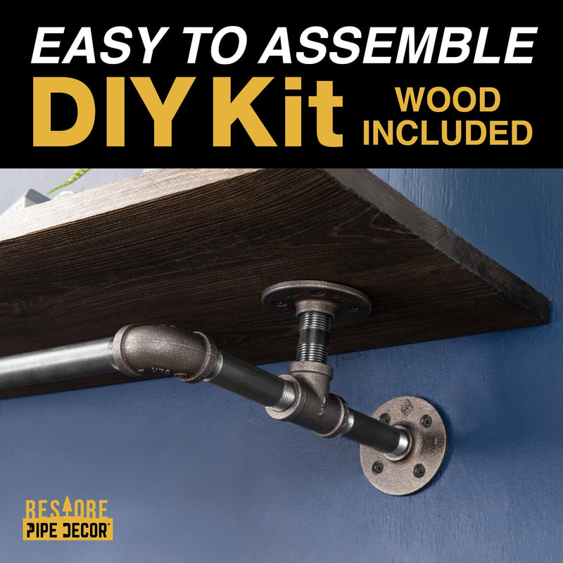 Perchero de pared de 36 pulgadas con estante de madera, color negro Boulder