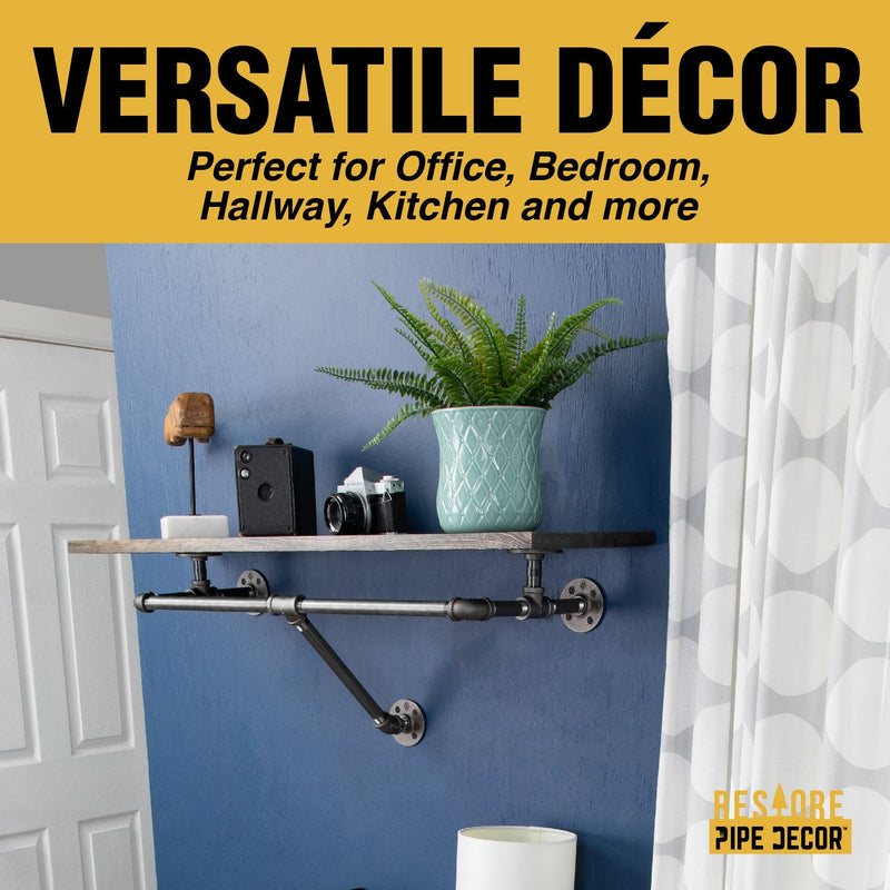 Perchero de pared de 36 pulgadas con estante de madera, color negro Boulder