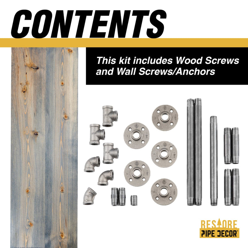 Perchero de pared de 91 cm con estante de madera, gris Riverstone