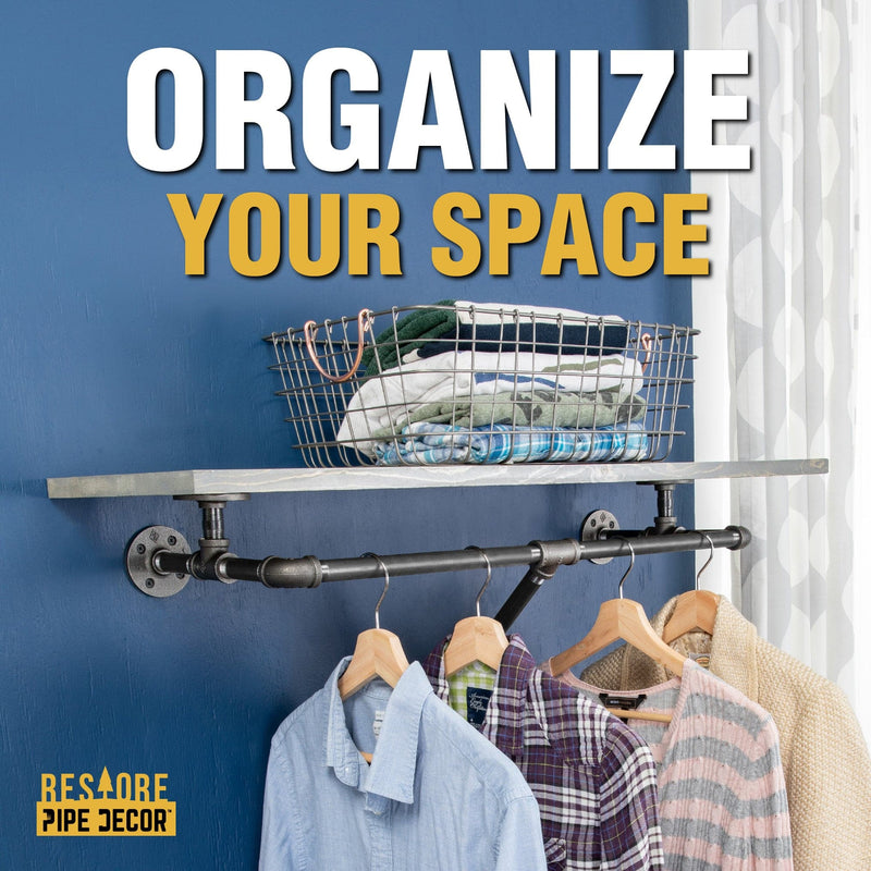 Perchero de pared de 91 cm con estante de madera, gris Riverstone