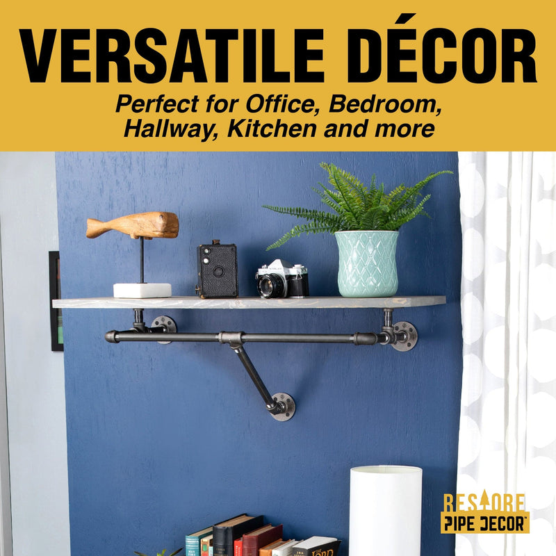 Perchero de pared de 91 cm con estante de madera, gris Riverstone