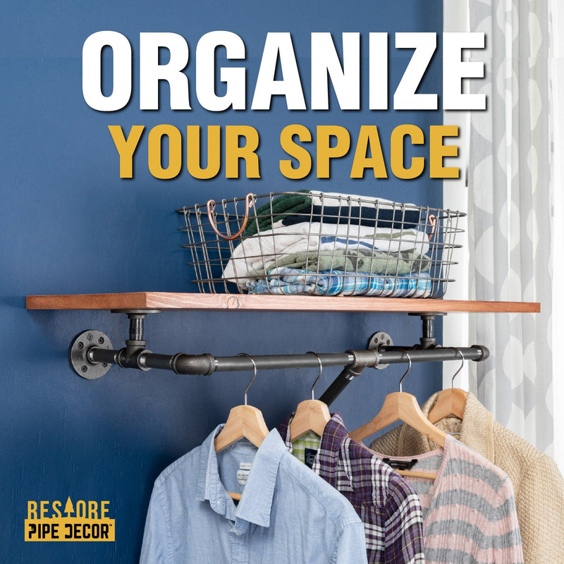 Perchero de pared de 36 pulgadas con estante de madera, color cedro al atardecer