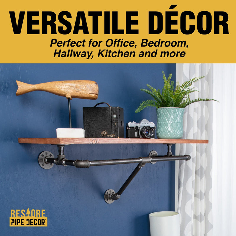 Perchero de pared de 36 pulgadas con estante de madera, color cedro al atardecer