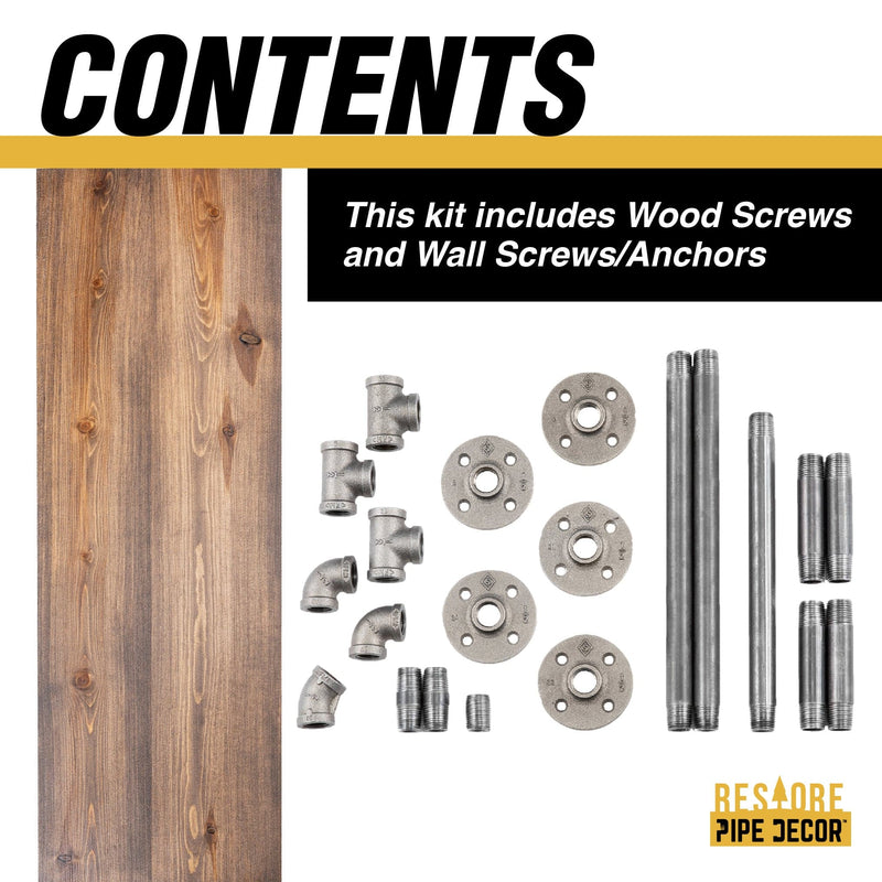 Perchero de pared de 36 pulgadas con estante de madera, color marrón oscuro