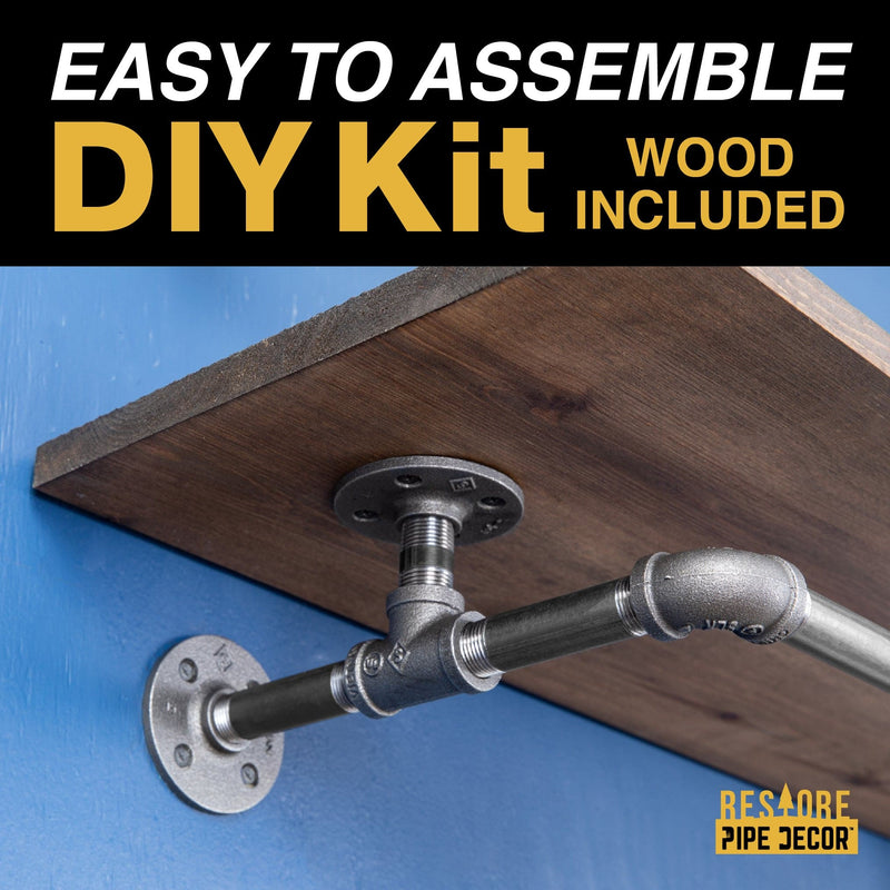 Perchero de pared de 36 pulgadas con estante de madera, color marrón oscuro