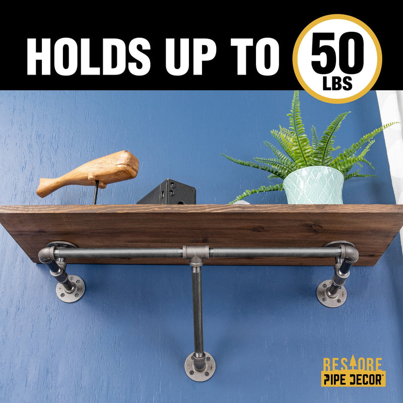 Perchero de pared de 36 pulgadas con estante de madera, color marrón oscuro