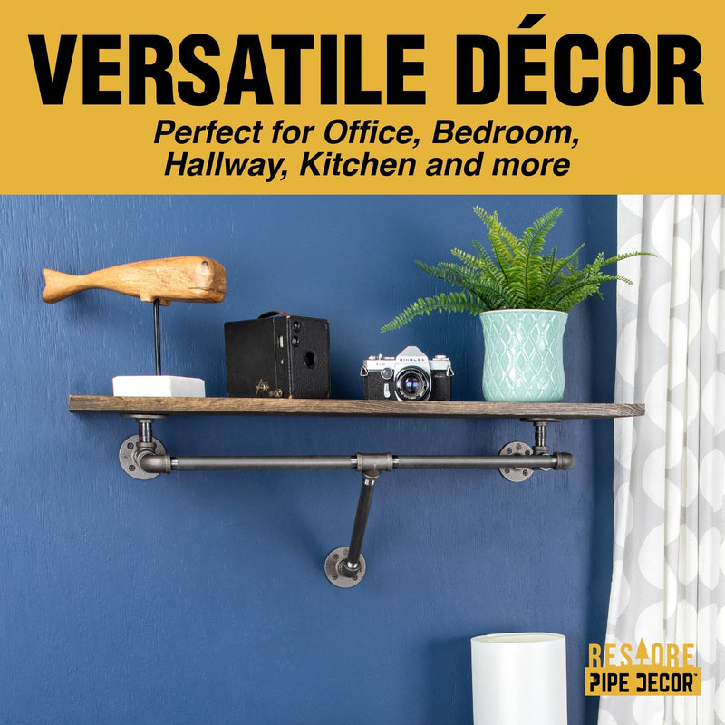 Perchero de pared de 36 pulgadas con estante de madera, color marrón oscuro