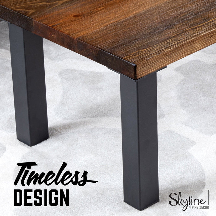 12 in. Skyline Matte Black Square Metal High-Rise Coffee Table Legs - 4 Pack